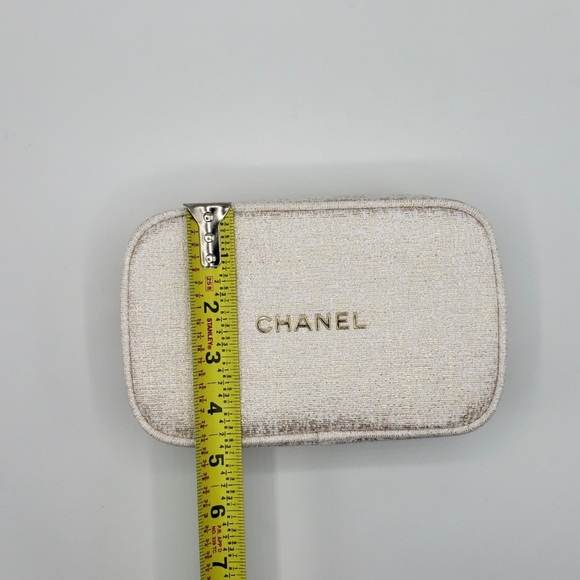 Authentic Chanel 2023 Cosmetic Pouch White Gold - Picture 5 of 8